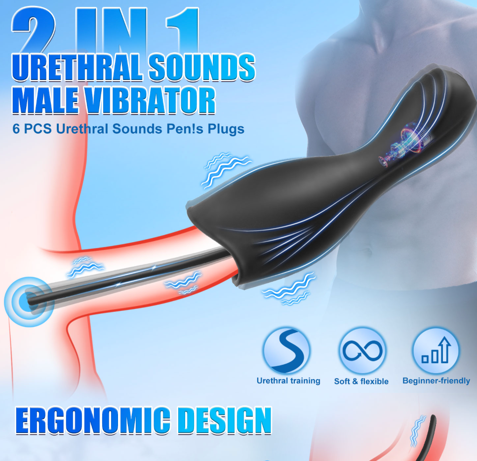 Electric Glans Stimulator Dilator Urethra Penis Trainer with 10 Vibrations