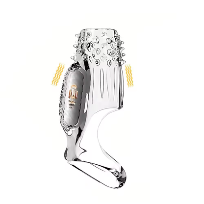 Transparent Penis Sleeve Vibrator Cock Ring Enlargement with 10 Vibration Modes