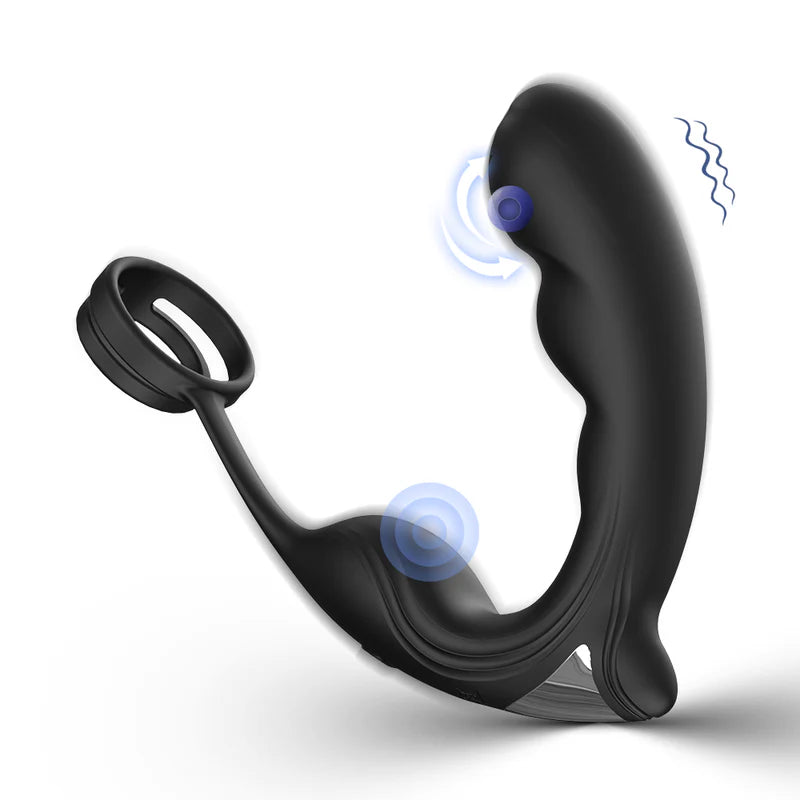 9 Speed Vibrating Prostate Massager Delayed Ejaculation Ring Anal Plug