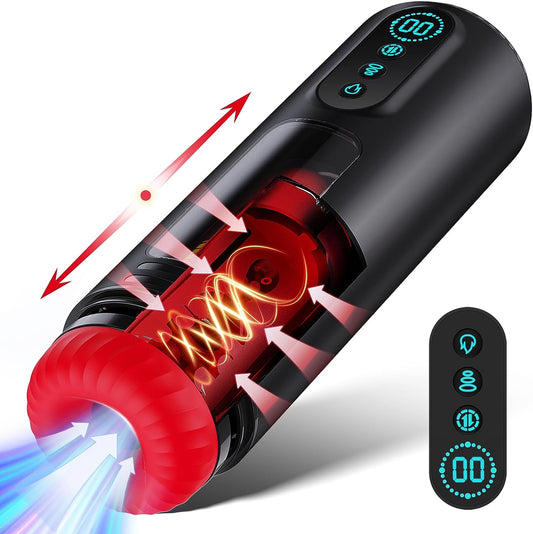 4 in 1 LCD Display Automatic Masturbrators with 9 Sucking & Thrusting & Vibrating Modes