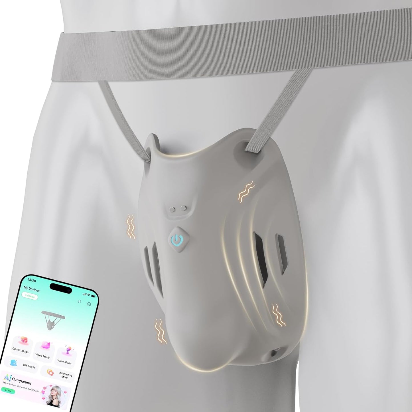 Portable Penis Cage Chastity Belt BDSM Protection Testicle Trainer with 9 Modes & APP Control