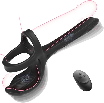 Testicles Vaginal Stimulator Cock Ring Penis Trainer Vibrator with 10 Modes