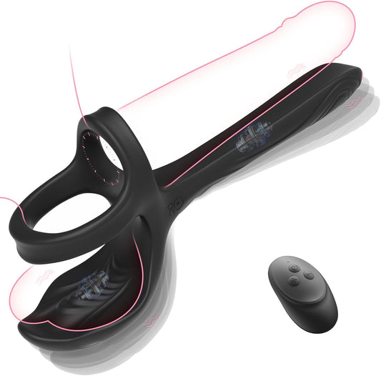 Testicles Vaginal Stimulator Cock Ring Penis Trainer Vibrator with 10 Modes