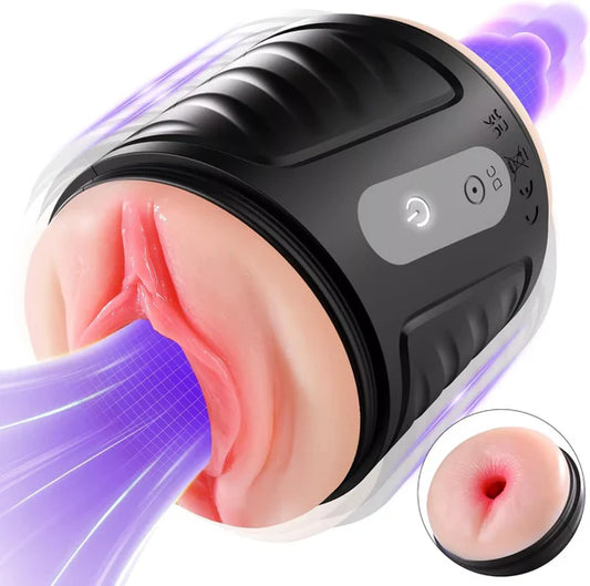 2 IN 1 Electric Realistic Mastuabor Penis Trainer Massager with 10 Vibration Modes