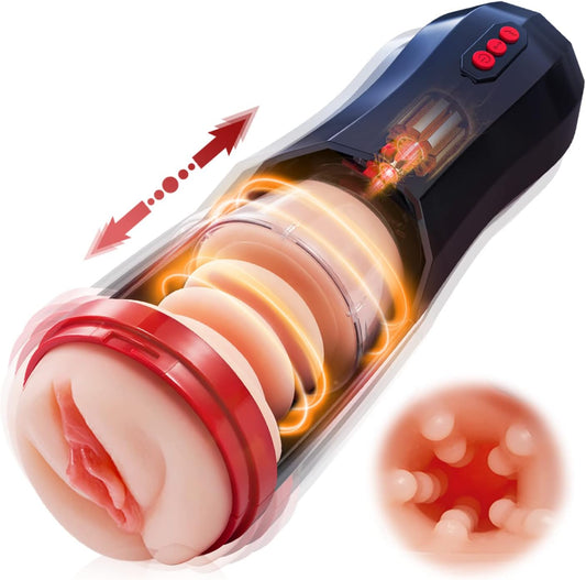 360° Wrapping Automatic Masturbator Stroker with 5 Telescopic & 10 Vibrations Modes