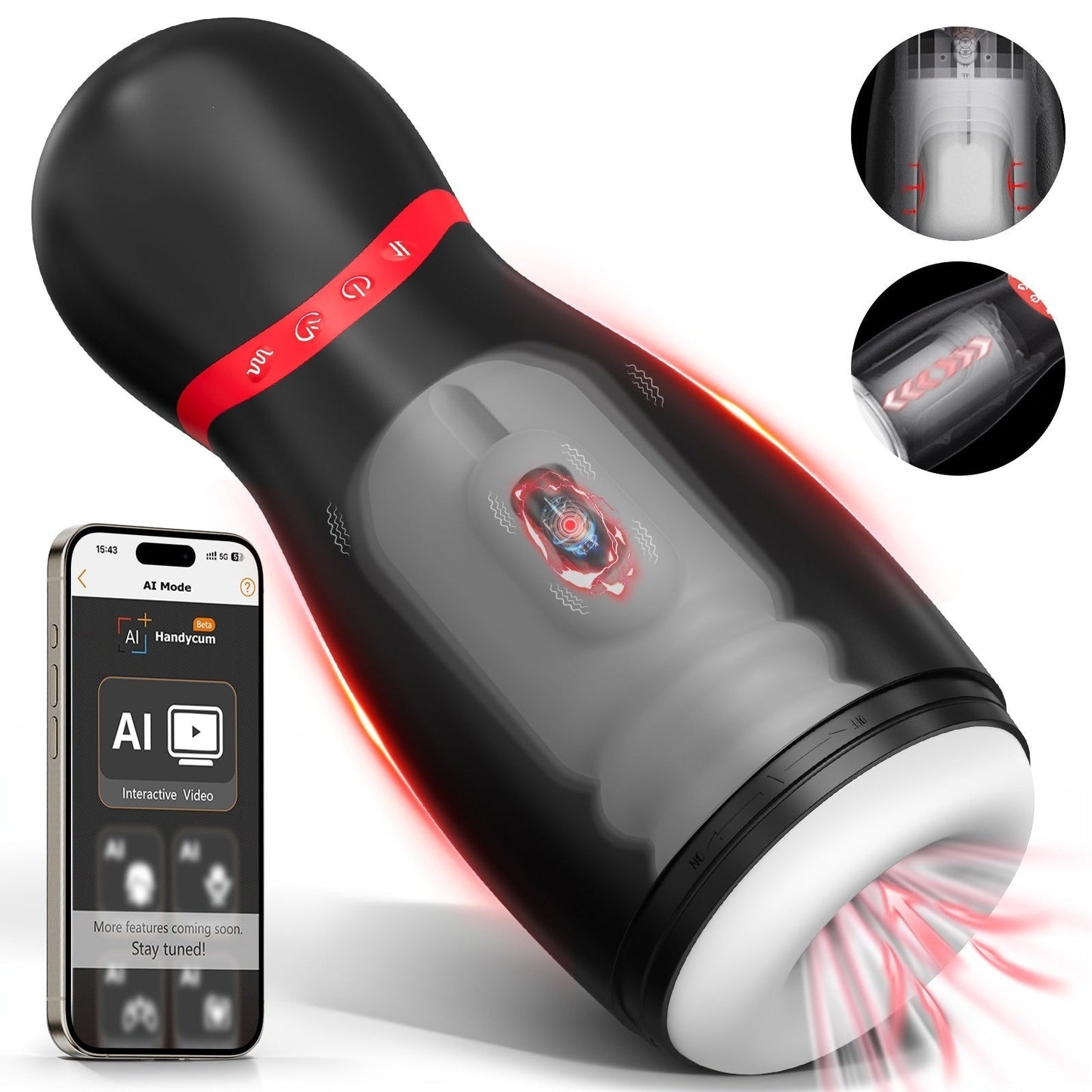 AI-powered Automatic Masturbator Stroker with 3 Telescopic & 10 Vibration & 3 Compression Modes
