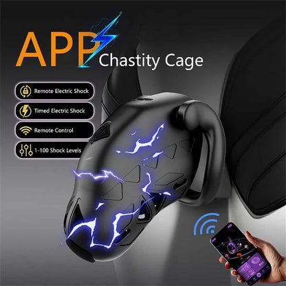 E-stim Chastity Cage with 100 Thrust Frequency & 3 Thrust Intensity Levels