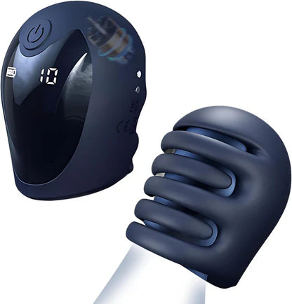 LCD Display Electric Penis Trainer Glans Stimulator with 10 Vibration Modes