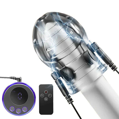 E-stim Glans Sleeve Penis Trainer Set Masturbator with 8 Electric Shock Modes