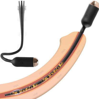 9.8" Urethral Sounds Dilators Penis Plug Stimulator with 10 Vibrating & Heating