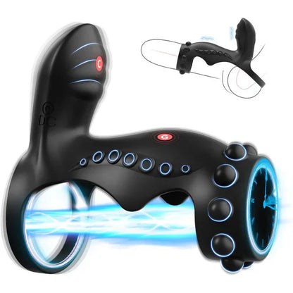 360° Raised Grains Penis Ring Trainer Masturbator with 9 Vibrating Modes