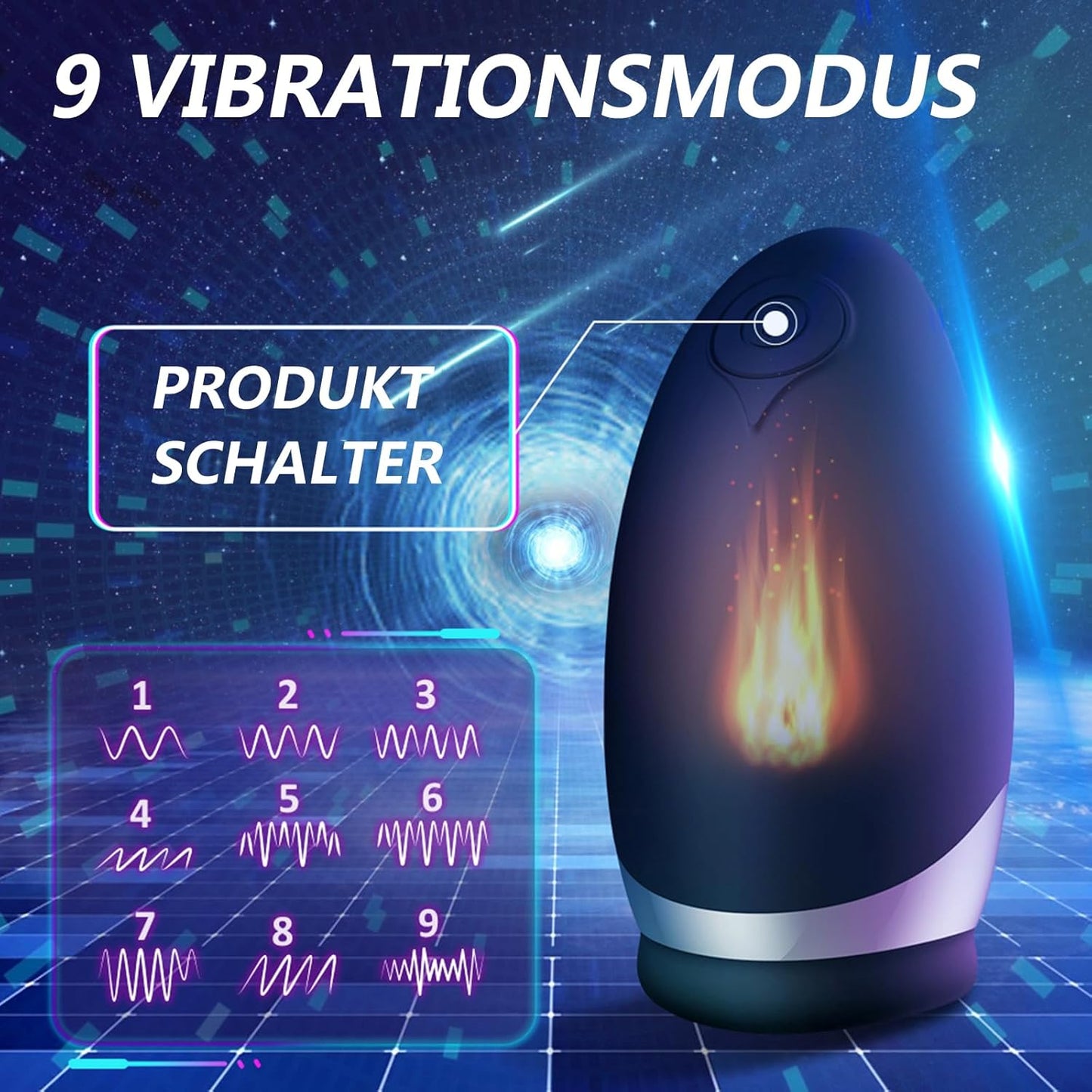 Electric Penis Trainer Vibrator Stroker Blowjob with 9 Vibration & Heating Function Modes