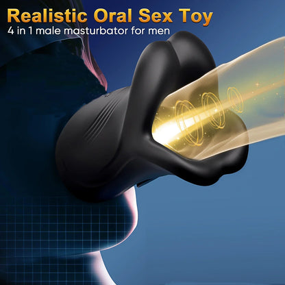Oral Penis Trainer Vibrator Stroke Stimulator Masturbator Device with 9 Modes