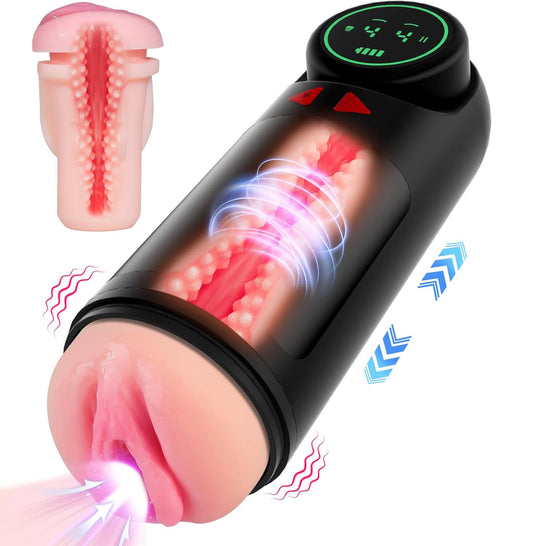 3 in 1 Automatic Male Masturbator Penis Pump with 4 Sucking & Vibrating & Thrusting Modes