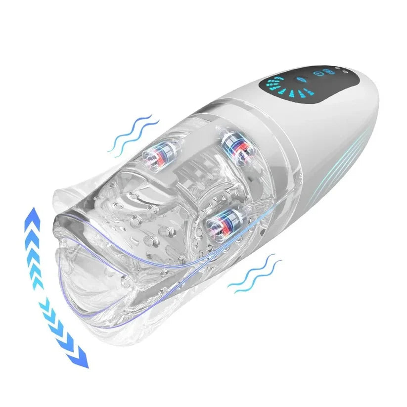 Electric Glans Penis Trainer Masturbator Cup with 5 Bites & 8 Vibration Modes