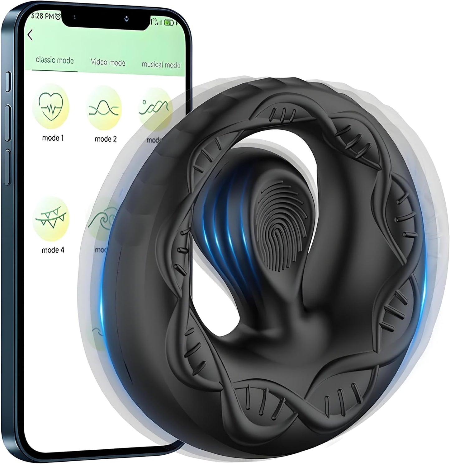 APP Pleasure Cock Ring Penis Vibrator Testicle Stimulator with 9 Vibration Modes