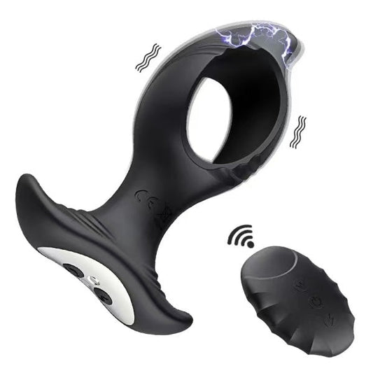 Anal Vibrator Butt Plug Prostate Massager with 3 Electric Shock & 7 Vibration Modes