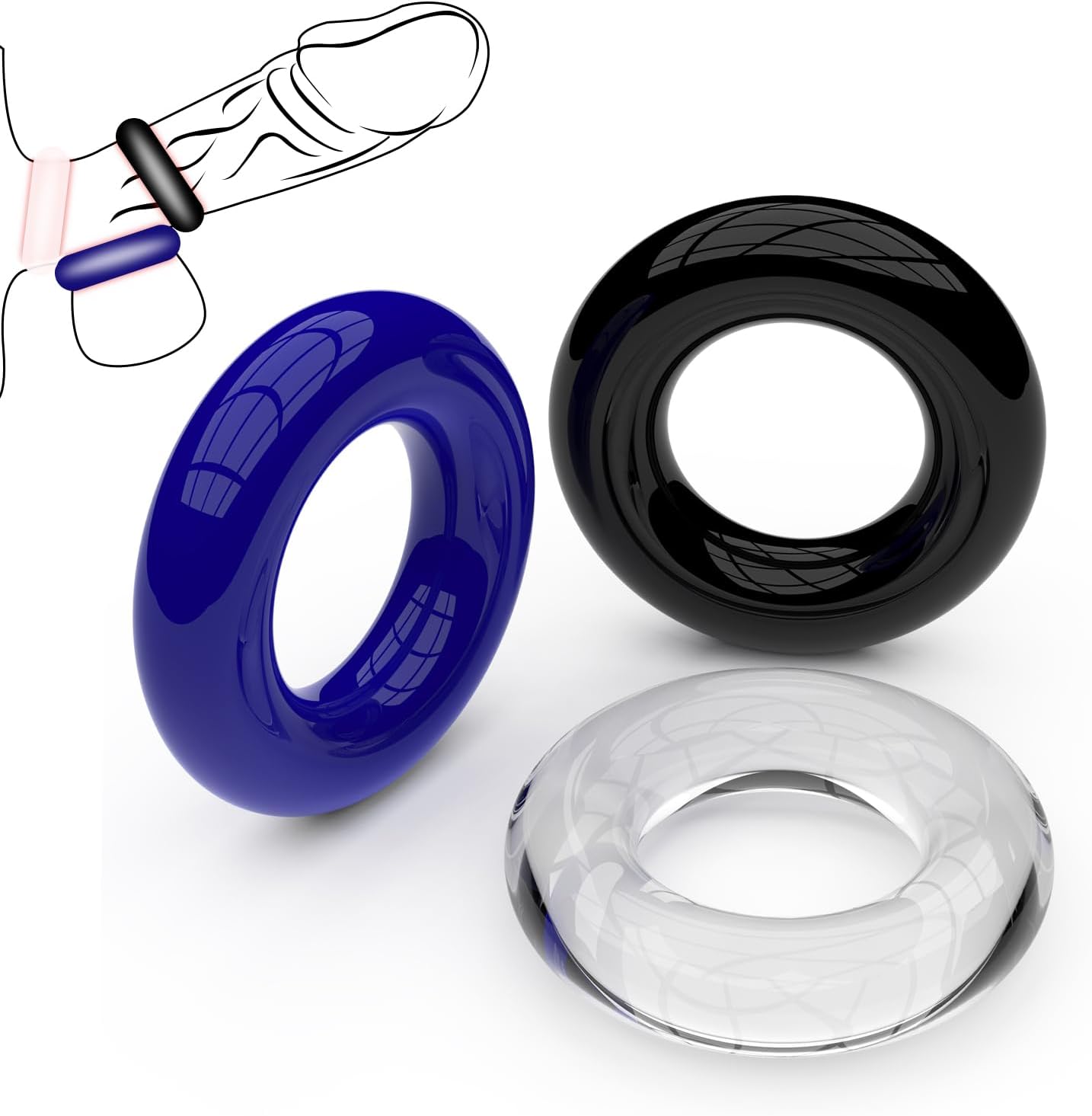 3 Colors Silicone Cock Penis Ring Male Sex Toys