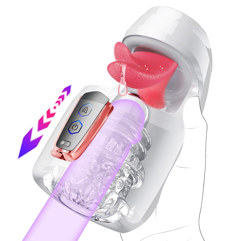 Automatic Penis Trainer Blowjob with 10 Thrusting & 10 Tongue Licking Modes