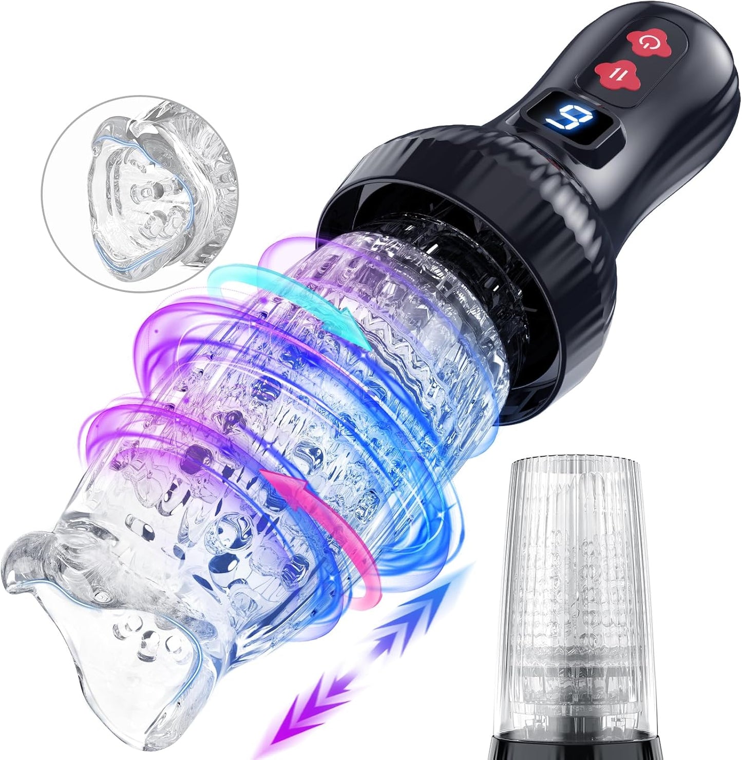 2 IN 1 Automatic Masturbator Penis Trainer with 9 Thrusting & Rotating Modes