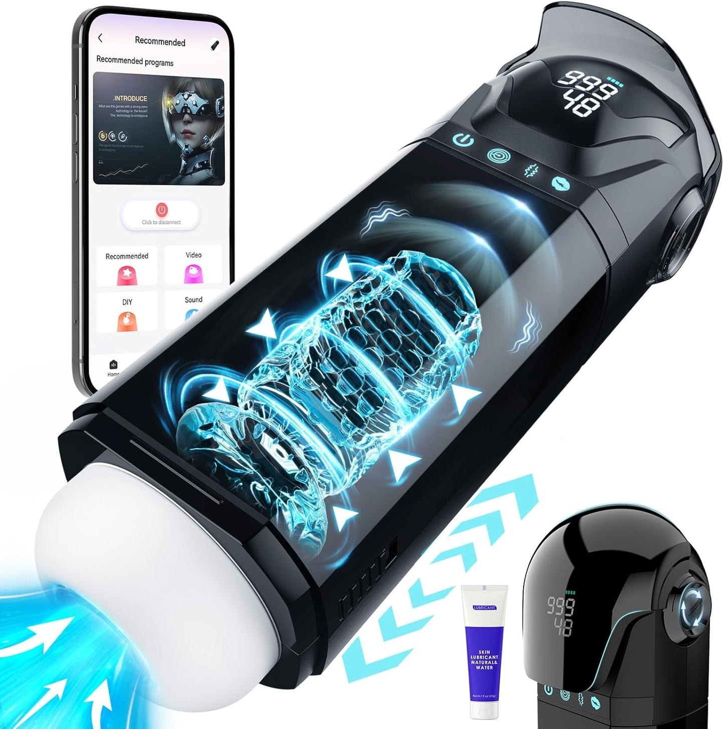 Automatic Masturbator Stroker Blowjob Machine with 9 Sucking & 9 Thrusting & 9 Vibrating