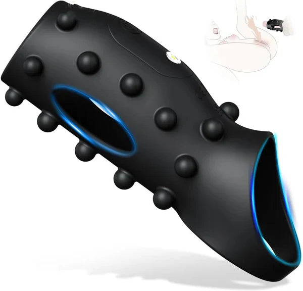 360° Soft Beads Rubbing Penis Trainer Cock Ring Stimulator with 10 Vibration Modes