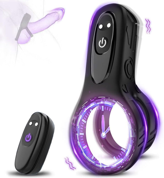 Dual Ring Penis Trainer Vibrator Chastity Devices with 9 Vibration Modes