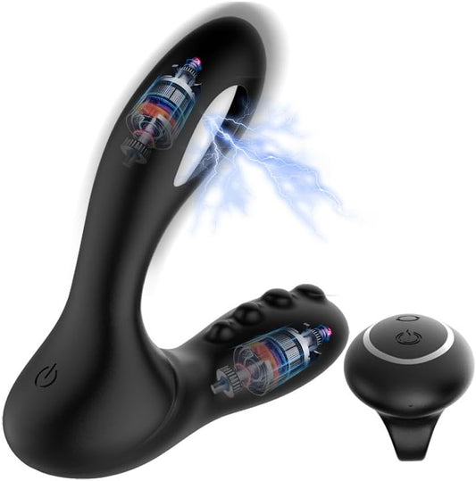 2 in 1 E-stim Anal Vibrator Prostate Stimulator with 8 Vibration & 8 Electroshock Modes