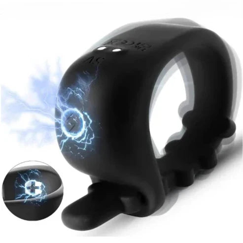 E-stim Adjustable Cock Ring Penis Trainer Vibrator with 5 Electro Shock Modes
