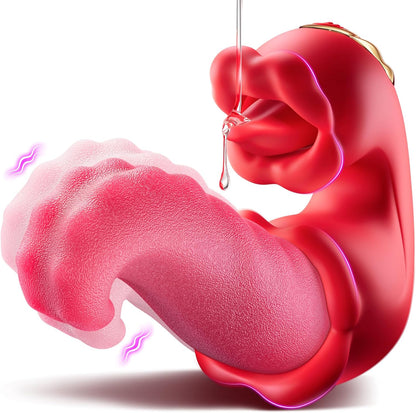 4 IN 1  Rose Vibrator G Spot Clit Stimulator with 10 Licking Clitoral & 10 Vibration Modes