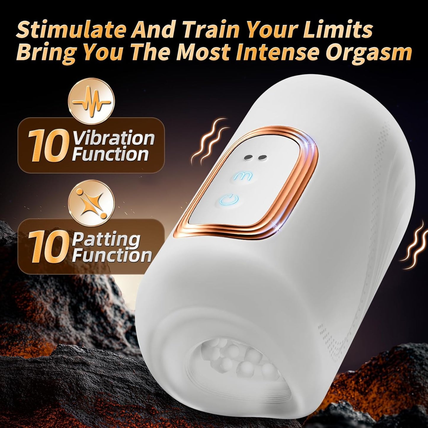 Squeezable Penis Trainer Vibrator Masturbator with 10 Tapping & Vibrating Modes