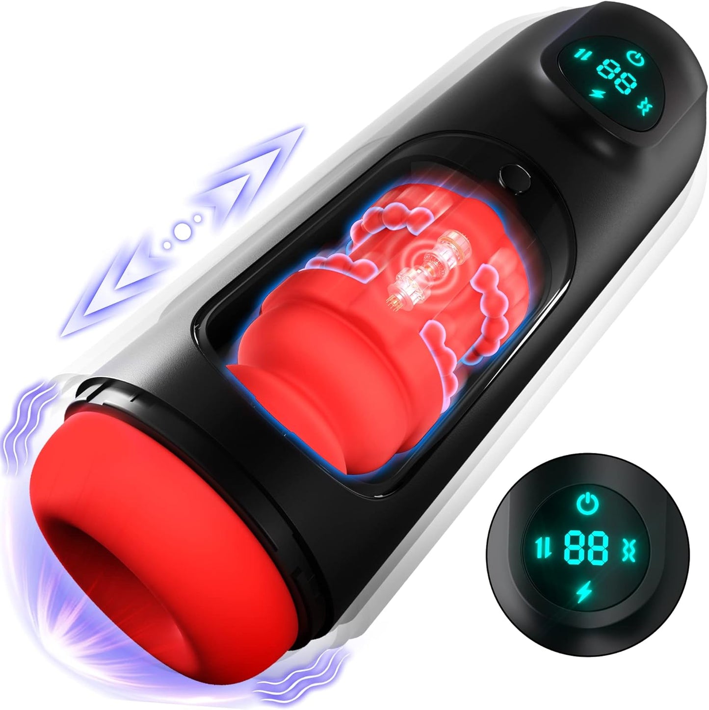 LCD Display Automatic Masturbator Stroker with 8 Vibrating & 8 Thrusting