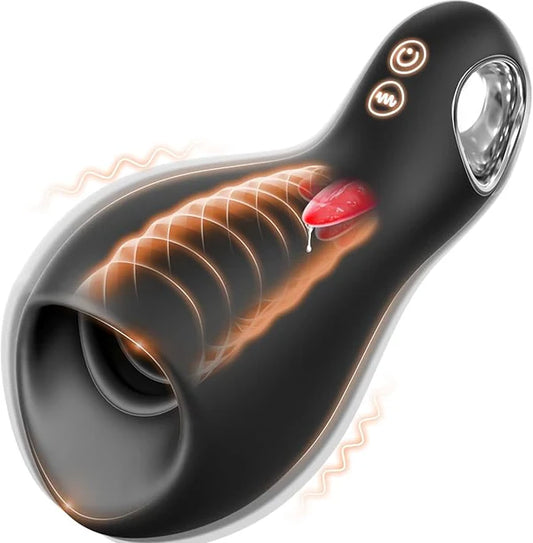 360° Wrapped 10 Vibrating & 5 Tongue Licking Male Masturbator Penis Vibrator