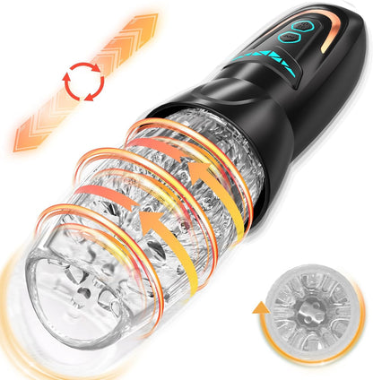 Automatic Masturbator Penis Vibrator Stroker with 10 Vibrating & 8 Thrusting & Rotating