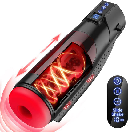 Masturbateur masculin automatique à écran LCD avec 10 vibrations et 8 poussées 