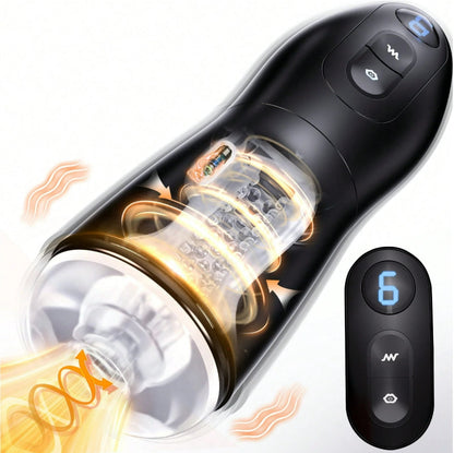 LCD Control Automatic Masturbator Penis Pump Stroker with 7 Vibrating & 7 Sucking Modes