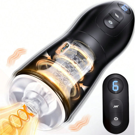 LCD Control Automatic Masturbator Penis Pump Stroker with 7 Vibrating & 7 Sucking Modes