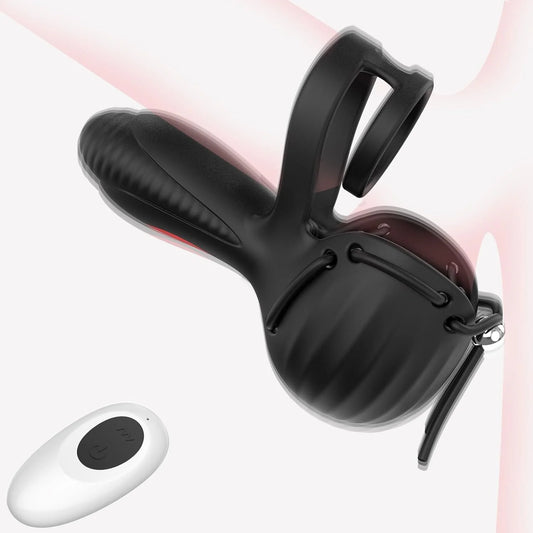 3 IN 1 Cock Ring Testicular Stimulator Penis Trainer Vibrator with 10 Vibration Modes