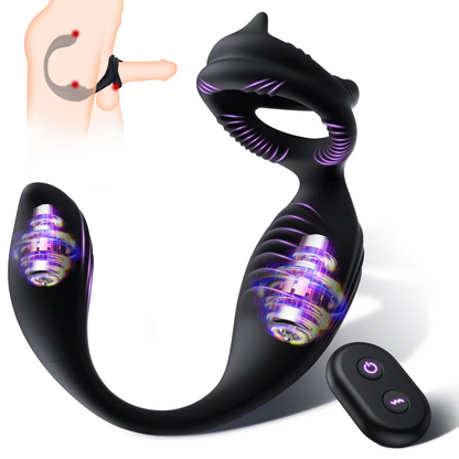 4 IN 1  Anal Vibrator Prostate Massager Cock Ring with 7 Vibrations Modes