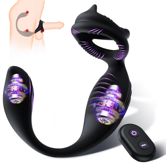 4 IN 1  Anal Vibrator Prostate Massager Cock Ring with 7 Vibrations Modes