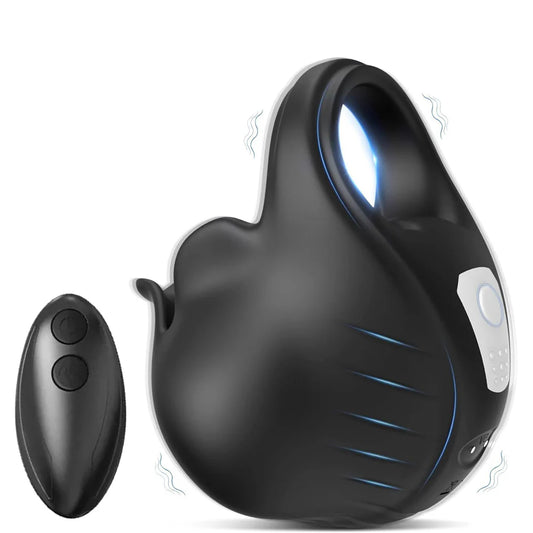 Full Wrapped Cock Ring Penis Trainer Vibrator Testicles Stimulator with 7 Vibrations Modes