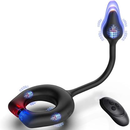 3 Motor Penis Ring Prostate Massager Anal Butt Plug with 10 Intense Vibration Modes
