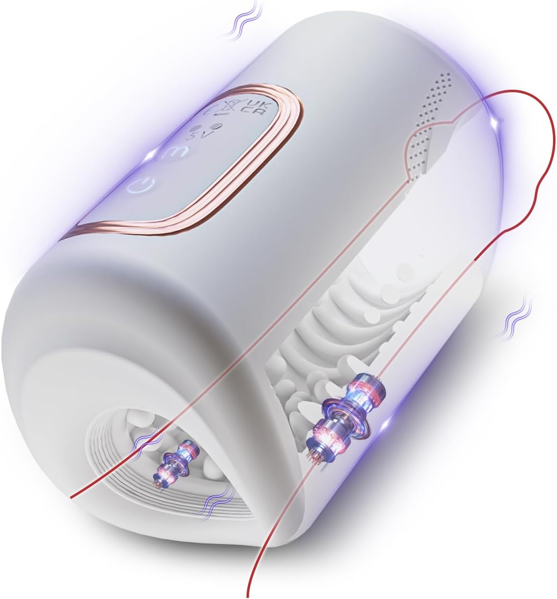 Squeezable Penis Trainer Vibrator Masturbator with 10 Tapping & Vibrating Modes