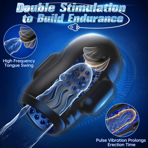 4 IN 1 Electric Masturbator Penis Trainer Vibrator with 10 Vibrating Modes & 3 Motors