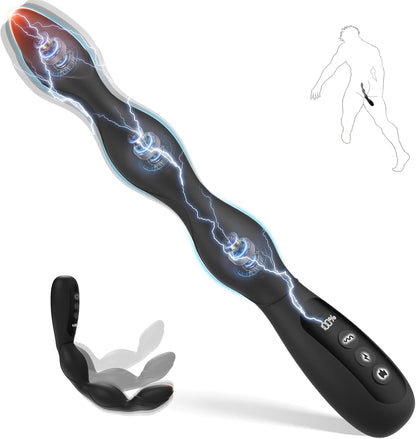 Estim Anal Vibrator Butt Plug Prostate Massager with 5 Electric Shock & 10 Vibrating & 3 Heating