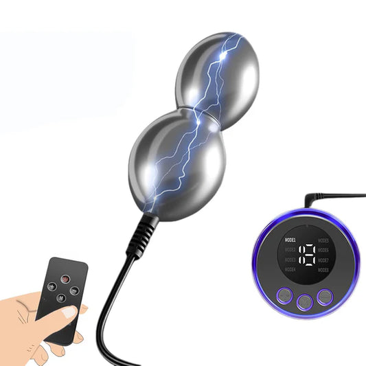 E-Stime Anal Plug Metal Butt Plug Anal Beads Prostate Massager with 8 Electric Shock Modes