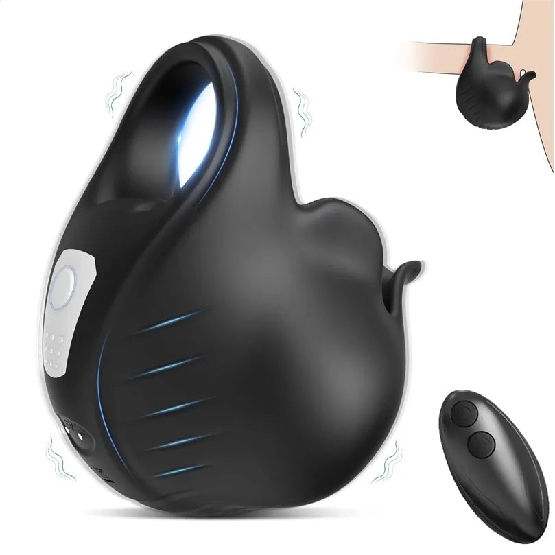 Full Wrapped Cock Ring Penis Trainer Vibrator Testicles Stimulator with 7 Vibrations Modes