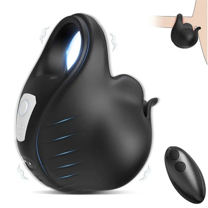 Full Wrapped Cock Ring Penis Trainer Vibrator Testicles Stimulator with 7 Vibrations Modes