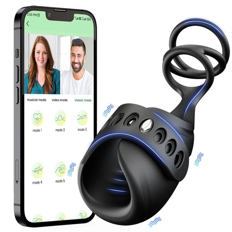 2 IN 1 Penis Trainer Vibrator Cock Ring Stimulator Masturbator with 10 Vibration Modes