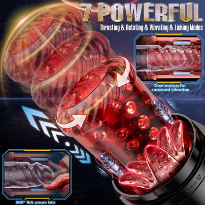 AI Automatic Masturbator Blowjob Stroker with 12 Thrusting + 360° Rotating Modes